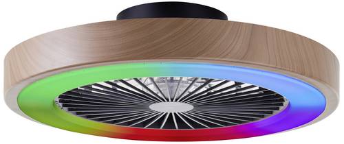 Brilliant G60060/09 Slimline LED-Deckenleuchte mit Ventilator LED-Modul 40W Schwarz, Holz