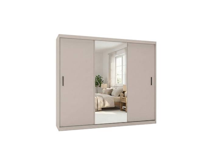 Ravio Schwebetürenschrank Mirano Kaschmir 250 cm, Rechteckig, 250x215x60 cm, Schlafzimmer, Kleiderschränke, Schwebetürenschränke