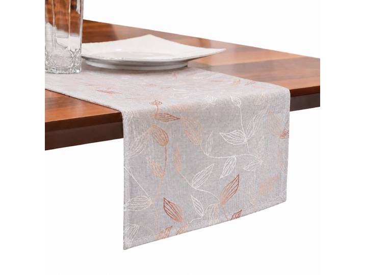 Tischläufer GOODPRODUCT Raffon, 1 Stück, Leinenoptik, halbtransparent, Dekoration Gr. 2, silber (lavender), B:160cm L:40cm, Polyester, Tischdecken, Tischläufer, Leinen Optik, Blattmotiv, Esszimmer, Deko, halbtransparent/blickdicht.