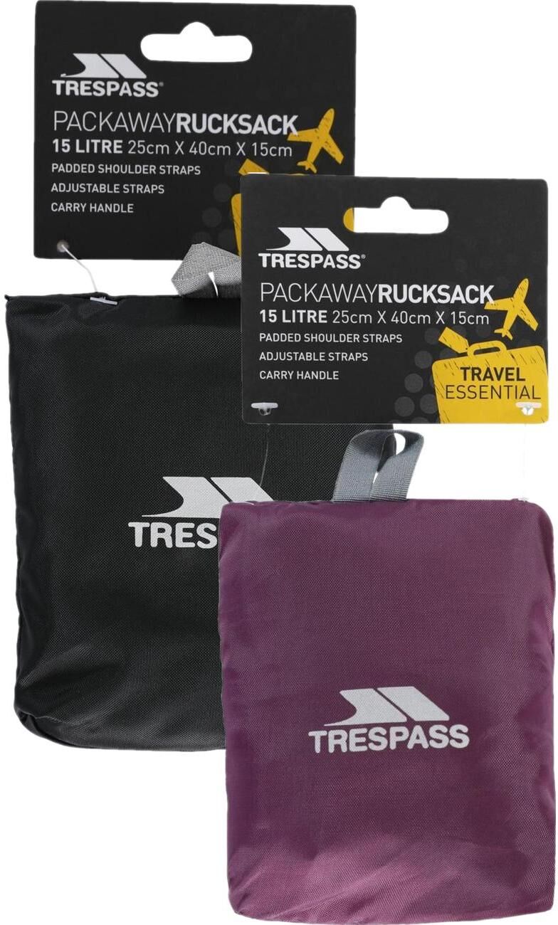 Trespass Reverse - Packaway Rucksack  Black One Size