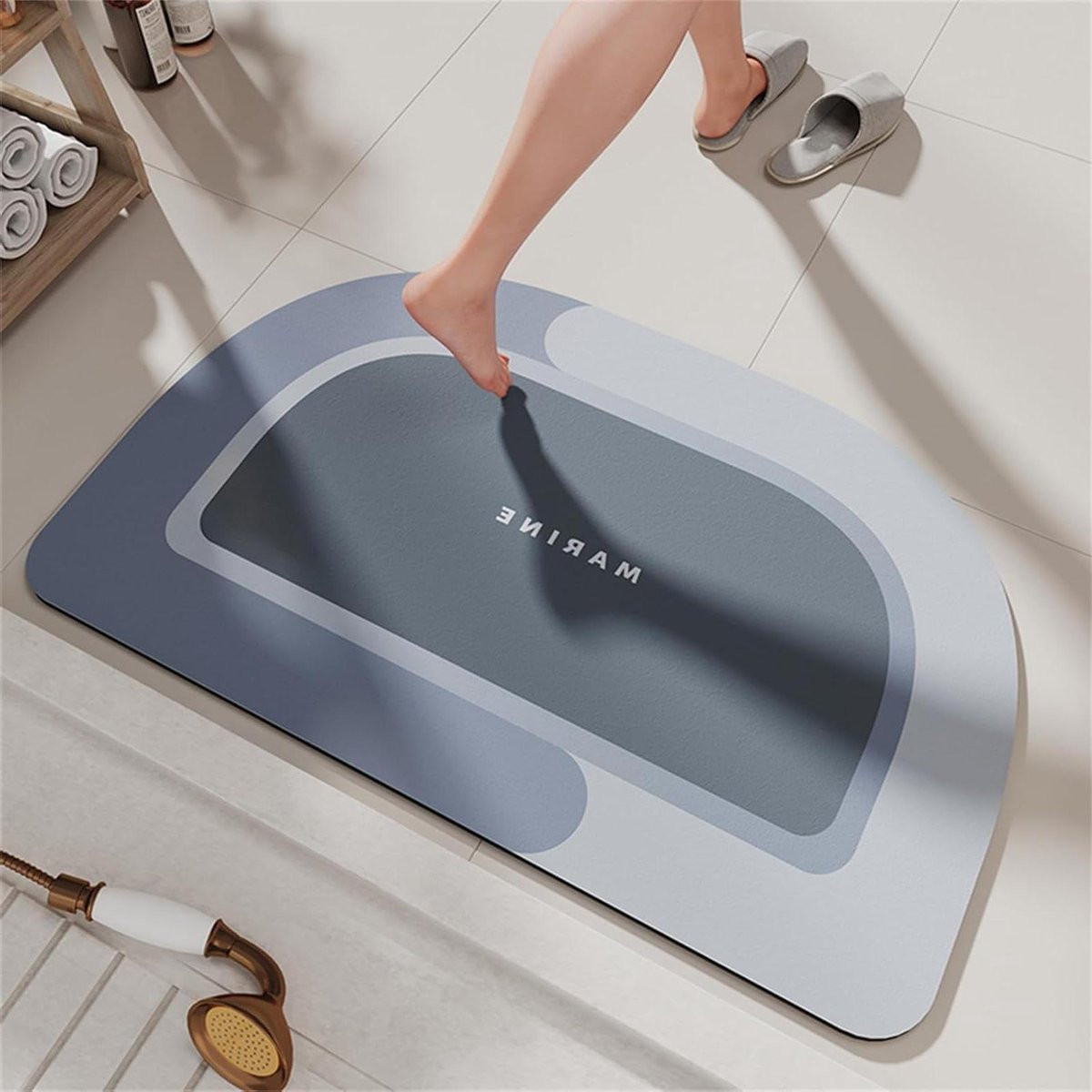 Absorberende en sneldrogende badmat voor badkamer en keuken, blauw, 45 x 70 cm