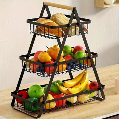 Three Tier Fruit Basket With Sturdy Kitchen Storage Box, Perfect For Fresh Produce And Household Kitchen Use Three Tier Fruit Basket With Sturdy Kitchen Storage Box, Perfect For Fresh Produce And Household Kitchen Use