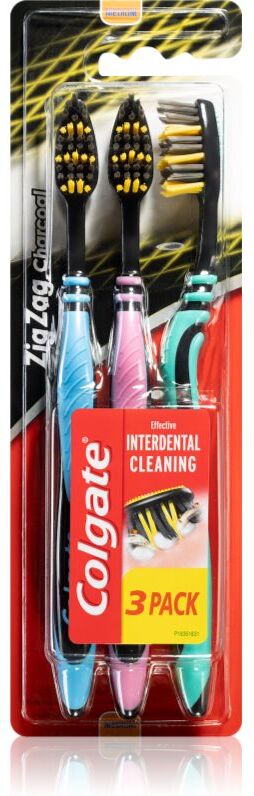 Colgate Zig Zag Charcoal brosses à dents medium 3 pcs