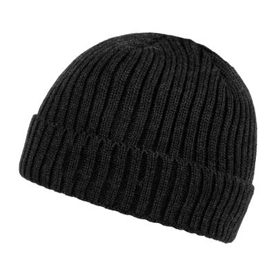 Strickmütze CAPO, Herren, Gr. L/XL, schwarz, Rippstrick, Wolle, Mützen Strickmütze, mit Merinowolle, atmungsaktiver Tragekomfort, gefüttert