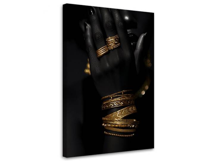 Feeby Leinwandbild Hand Gold Glamour 60x90cm, Schwarz, Person/Charakter, Rechteckig, 60x90 cm, Bilder & Rahmen, Bilder, Leinwandbilder