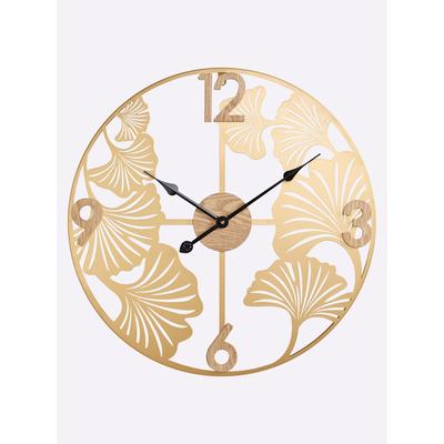 Wanduhr HEINE HOME, gold (goldfarben), Wanduhren, B/H/T: 60cm x 60cm x 2,5cm, Wanduhr, B:60cm H:60cm T:2,5cm