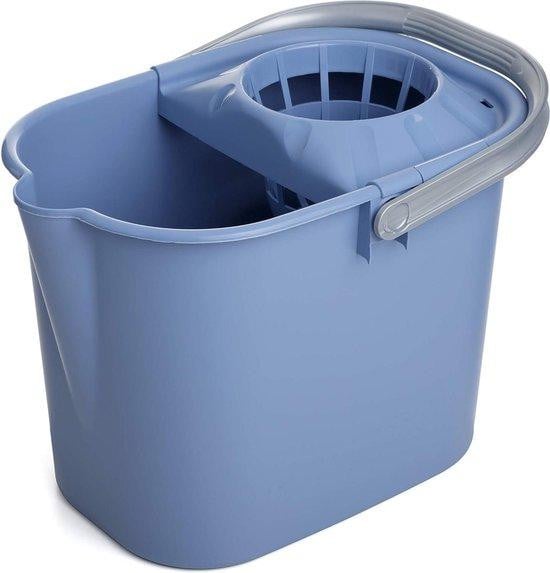 Rechte douche-emmer blauw - Ophangbare plastic opvangbak voor regenwater voor tuin en badkamer