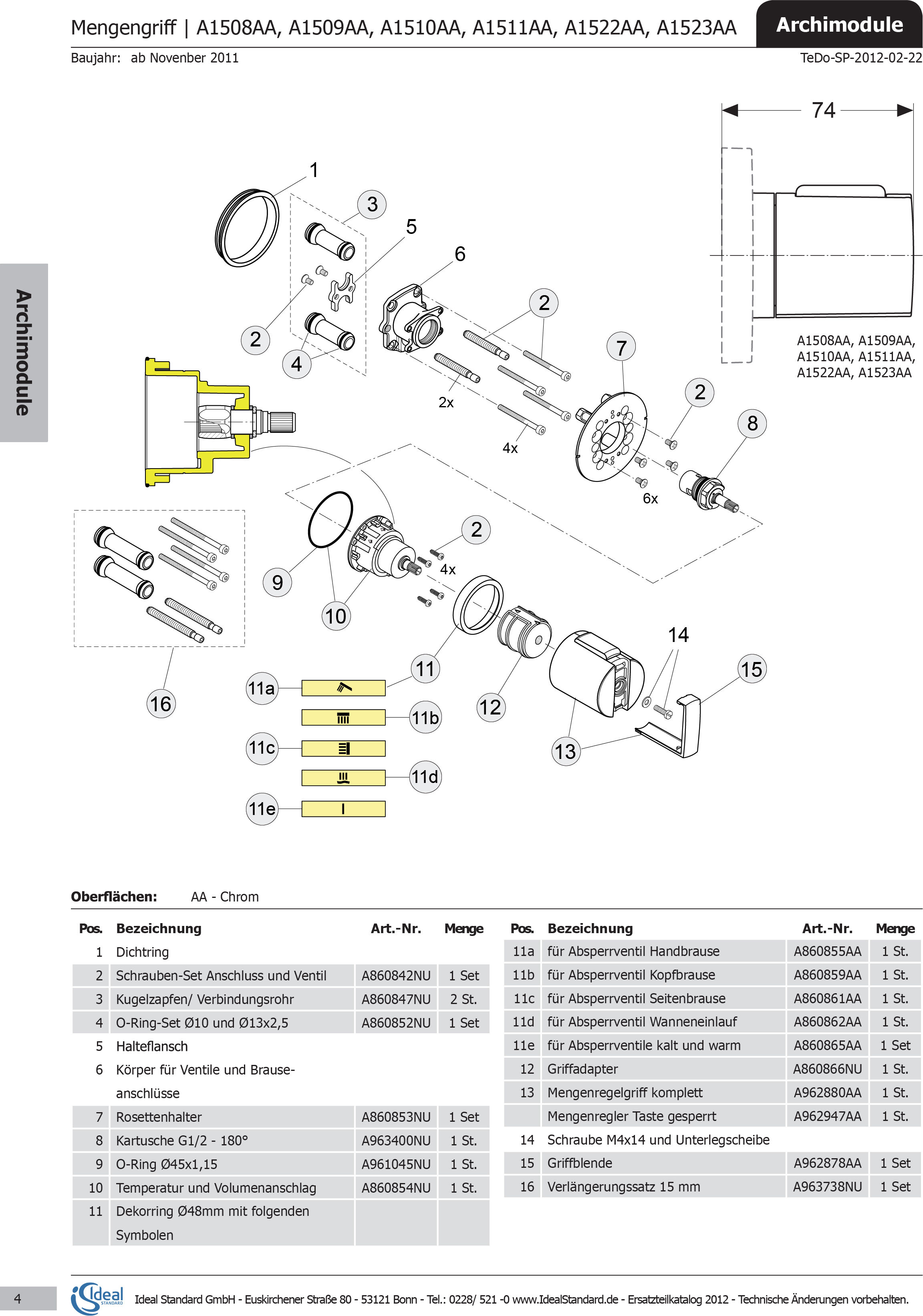 Ideal Standard robinet encastré CERATHERM 200, A962947AA chrome