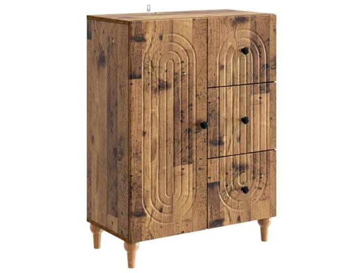 TEKGHUT Sideboard Altholz 66 x 34,5 x 90 cm aus Holzwerkstoff Rechteckiges Design, feiner Streifenrand, 90° Pendeltüren, praktische Regale, einfache Pflege mit feuchtem Tuch