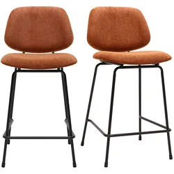Barhocker aus Stoff mit burnt-earth-Effekt und Metall H66.5 cm BARNET (2er-Set)