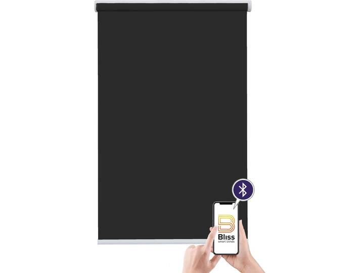 Elektrisches Rollo SUNLINES Akkurollo Upcycling appgesteuert, blickdicht, Sunlines , schwarz, B:60cm H:220cm, Kunststoff, Metall, Polyester, Rollos, Elektrisches Rollo, appgesteuert via Bluetooth