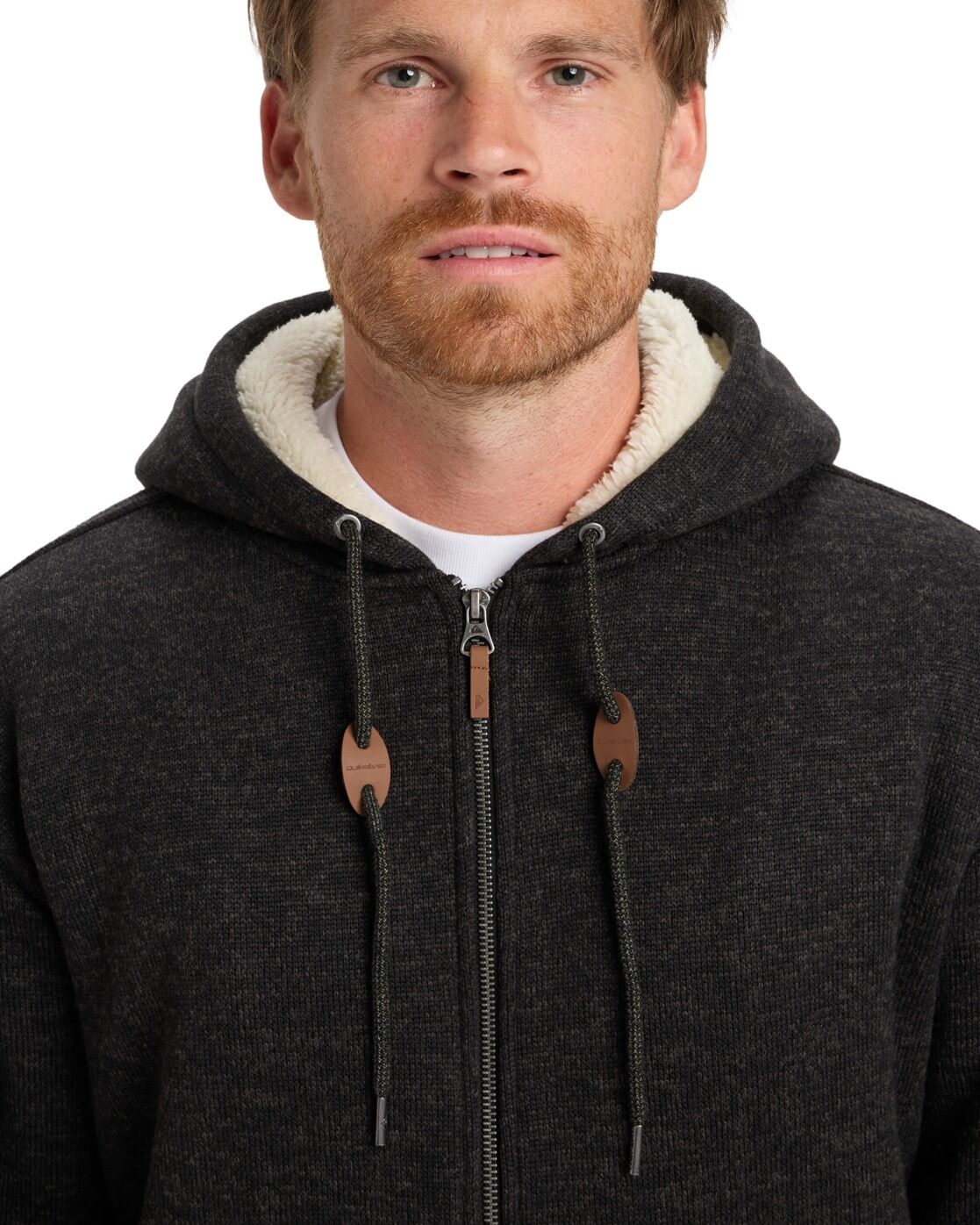 Kapuzensweatshirt QUIKSILVER "Keller Sherpa", Herren, Gr. M, schwarz (schwarz heather), Obermaterial: 100% Polyester., Sweatshirts Kapuzensweatshirt schwarz heather M