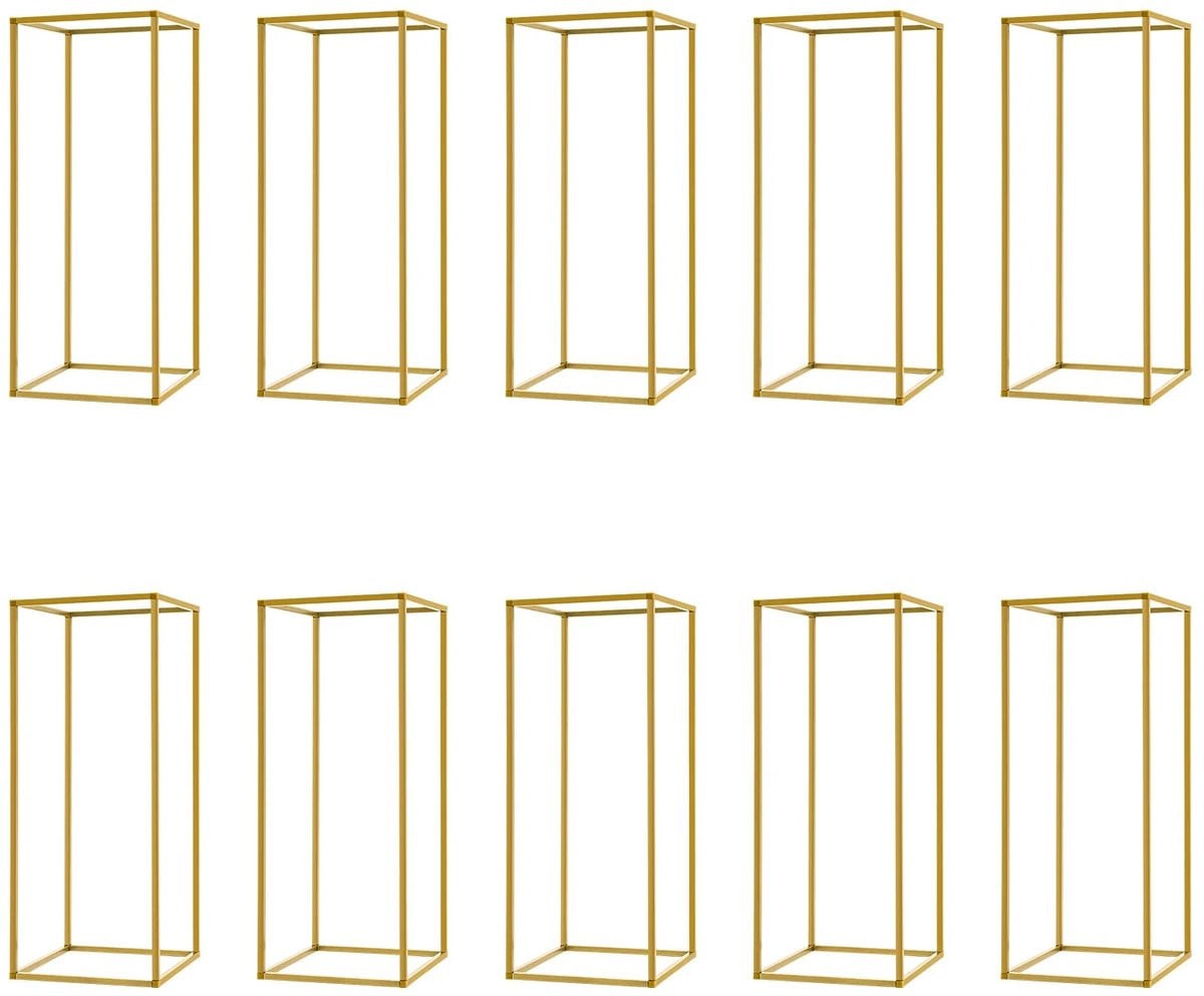 Vemzor Set van 10 Gouden Metalen Bloemstandaards - 60 cm Hoog - Decoratieve Pilaren voor Bruiloften en Events