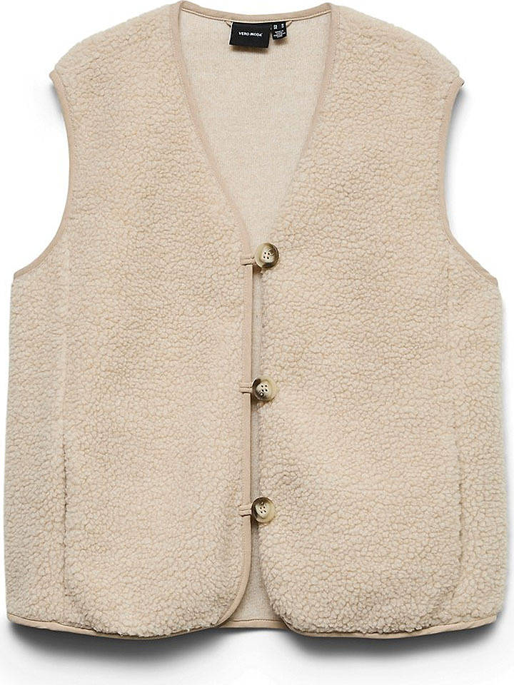 Vero Moda Teddyweste in Beige - XL
