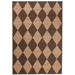 KADIMA DESIGN Jute Teppich Flachgewebe Rautenmuster Handgefertigt Naturfaser | 160x230cm