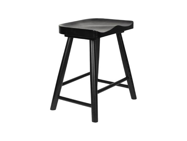 Massiver Hocker „Vander“ aus Eichenholz Schwarz White Label by Bloomingloft