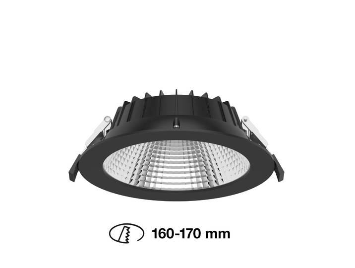 The Light Group SLC Shift LED-Einbaustrahler Ø 19cm CCT, schwarz Shift, dimmbar, schwarz, für Wohn- / Esszimmer, Aluminium