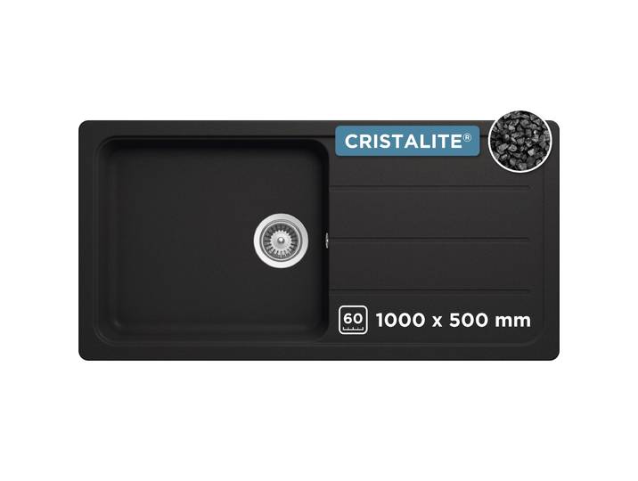 Granitspüle SCHOCK COMO D-100L , schwarz (onyx), B:100cm H:29,8cm T:50cm, Domogranit, Küchenspülen, Granitspüle, Inklusive ab- und Überlaufgarnitur, Drehhexcenter, Diamantbohrer