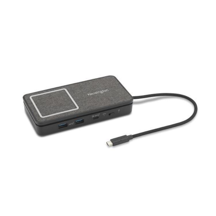 Kensington SD1700P Mobile USB-C Dual 4K Dockingstation mit Qi Charging - 100W Power Pass Through, Kabelgebunden, USB 3.2 Gen 1 (3.1 Gen 1) Type-C, 100,1000,10 Mbit/s, Schwarz, Grau, 10 Gbit/s, 4K Ultra HD