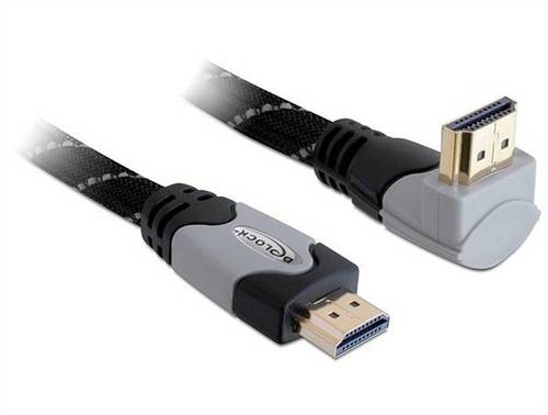 Delock HDMI Anschlusskabel HDMI-A Stecker 5m Schwarz, Grau 83077 Rund, 4K UHD, vergoldete Steckkontakte, verdrillt HDMI-Kabel