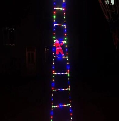 Uplifted Goods Santa Claus Climbing Ladder Christmas Light Decoration multicolor 118.11in usb