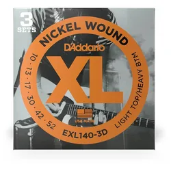 D’Addario EXL140-3D - XL Electric Nickel Wound 3er Pack | 010-052 - Saiten E-Gitarre