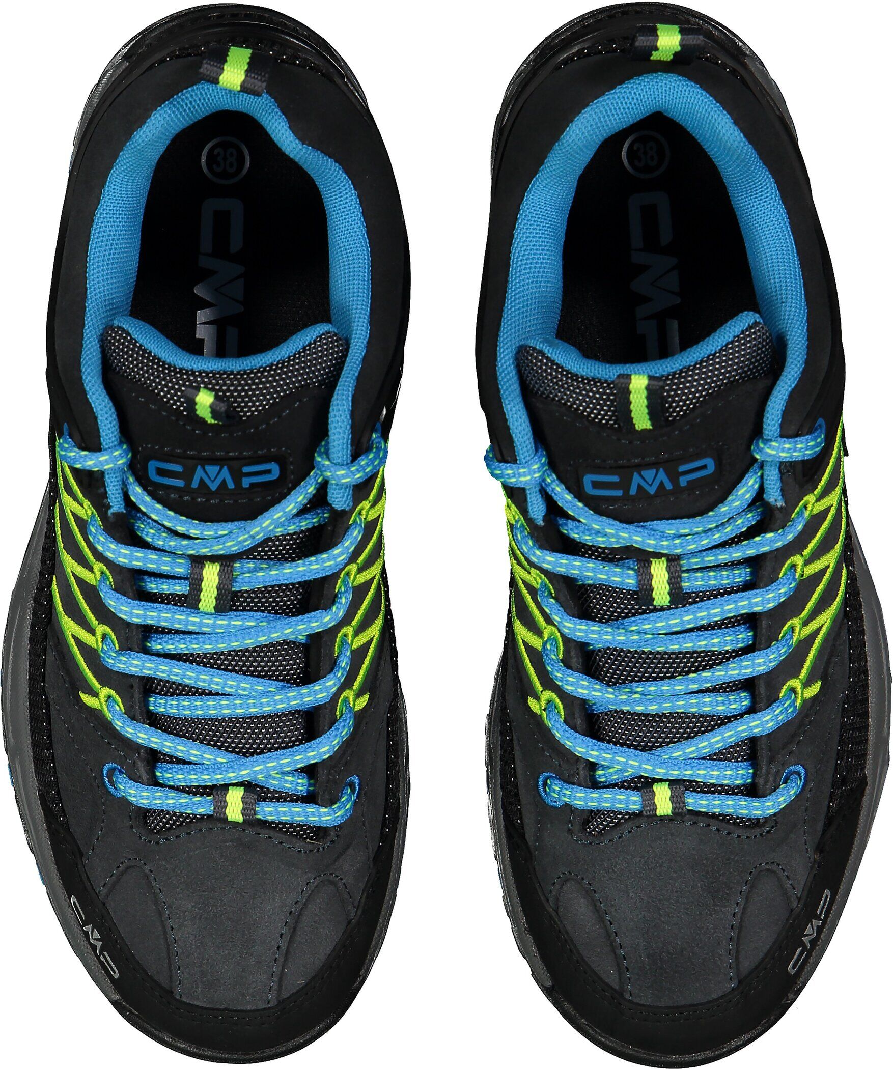 Outdoorschuh CMP "KIDS RIGEL LOW WP TREKKING SHOES", Kinder, Gr. 38, Synthetik, grau (antracite, gelb fluo), Leder, Schuhe Outdoorschuh, wasserdicht antracite, gelb fluo 38, Synthetik