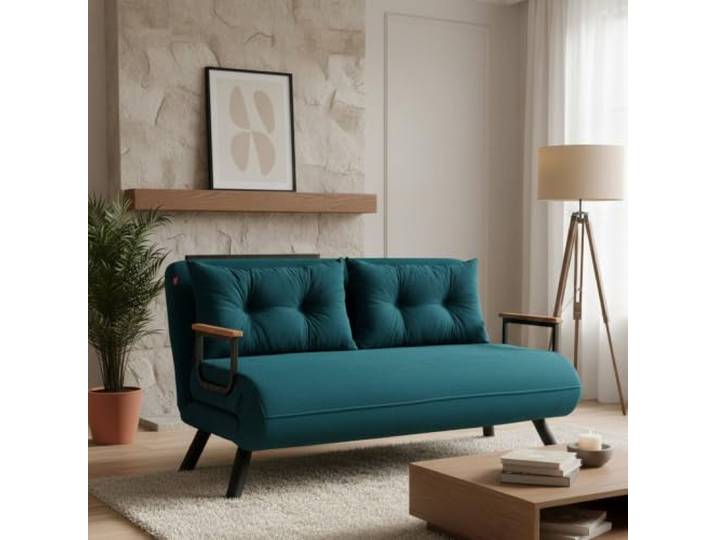 Dmora Schlafsofa 2-Sitzer Merak 133x78 cm Grün, Stauraum