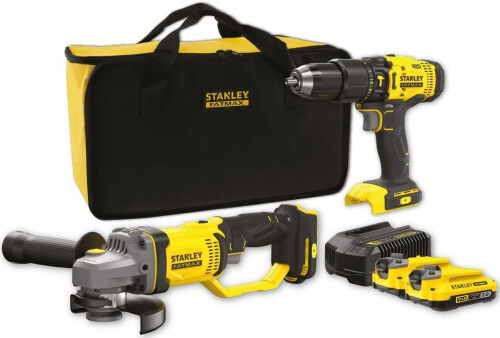 Stanley SFMCK471D2S FatMax V20 Perceuse-visseuse et meuleuse d&amp;#039;angle (18V/2x2,0Ah), sac