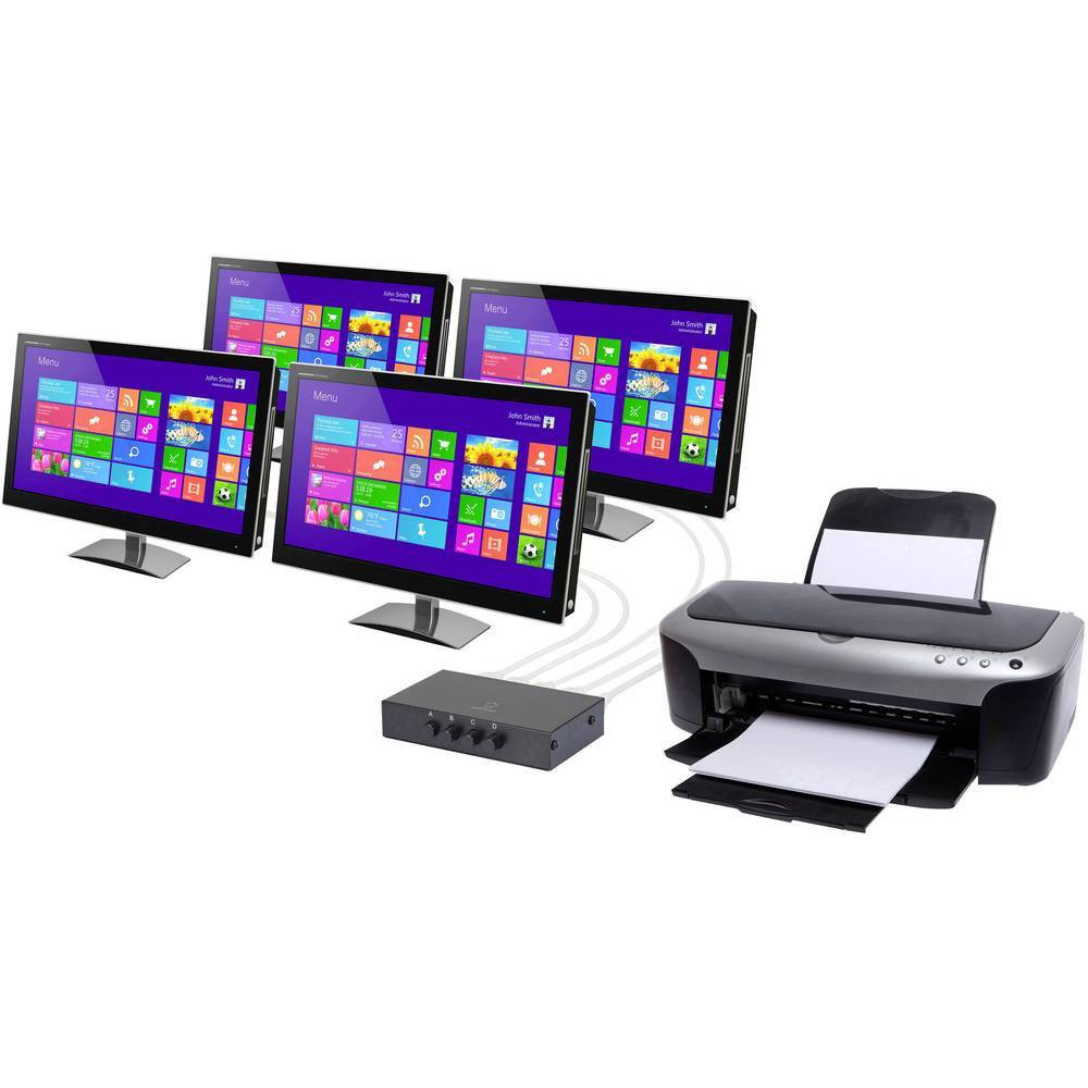Renkforce USB 2.0-switch met 4 poorten, zwart