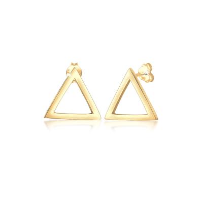 Paar Ohrstecker ELLI "Ohrringe Stecker Dreieck Geo 925er Silber" Gr. 15, gold, Ohrringe, Damen, 15, ohne Stein, Silber 925 (Sterlingsilber)