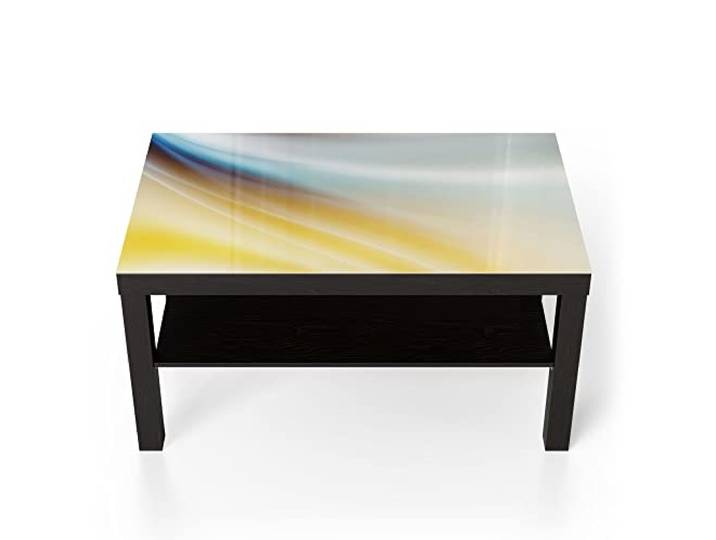 DEQORI Glastisch schwarz groß 90x50 cm Motiv Warmer Farbverlauf ausgefallener Beistelltisch aus Glas Hochglanz Couchtisch fürs Wohnzimmer moderner Couch Tisch mit Design