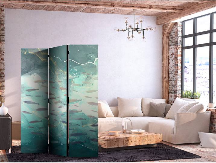 Akustik-Paravent Escaping Fish Andere Türkis 135 x 172cm