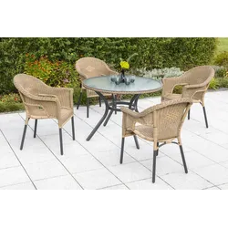Gartengarnitur 5-tlg. Ravenna Metall/Kunststoff/Glas