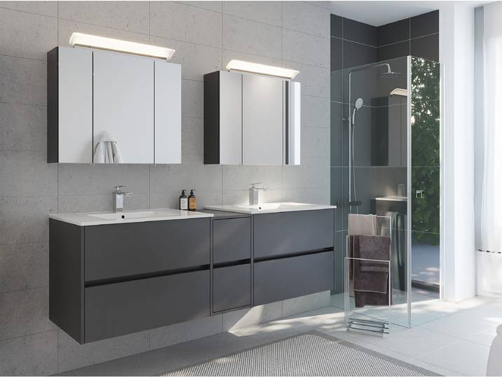 Ensemble de salle de bain Limes 3 pièces 190cm Gris/Graphite