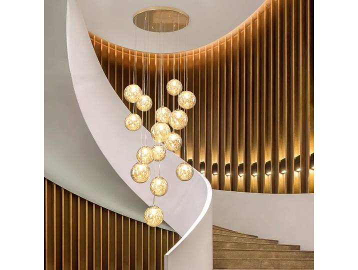 Lustre en cristal pour la décoration intérieure moderne, lampe suspendue pour escalier, luminaires suspendus pour salon, éclairage intérieur