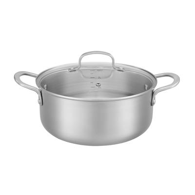 Kochtopf RESTO KITCHENWARE "CORVUS mit Glasdeckel, TRI-PLY- Aufbau – 3-lagige Konstruktion", silber (silberfarben), H:10,3cm L:34,3cm Ø:24cm, Töpfe, Kochtopf, Induktion, für alle Herdarten geeignet