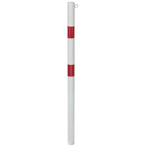 Alberts Absperrpfosten Standard SK, 1 Öse, rot/weiß, Metall, zum Einbetonieren, 6 x 150cm, starr