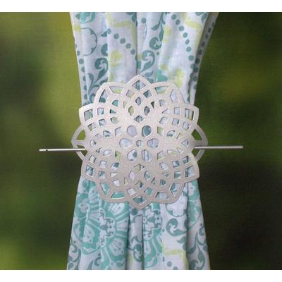 Raffhalter HOME WOHNIDEEN "FLOWER" Gr. 1, silber (silberfarben), Ø:12cm, Metall, Raffhalter