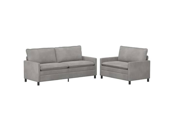 Todiikf Sofa Set 2-Teilig Samt Couch Garnitur Hellgrau Modern 5-Sitzer Stilvolles 2er und 3er Couches Ensemble in Hellgrau für Wohnzimmer und Gästebereich mit doppellagigen Samtkissen.