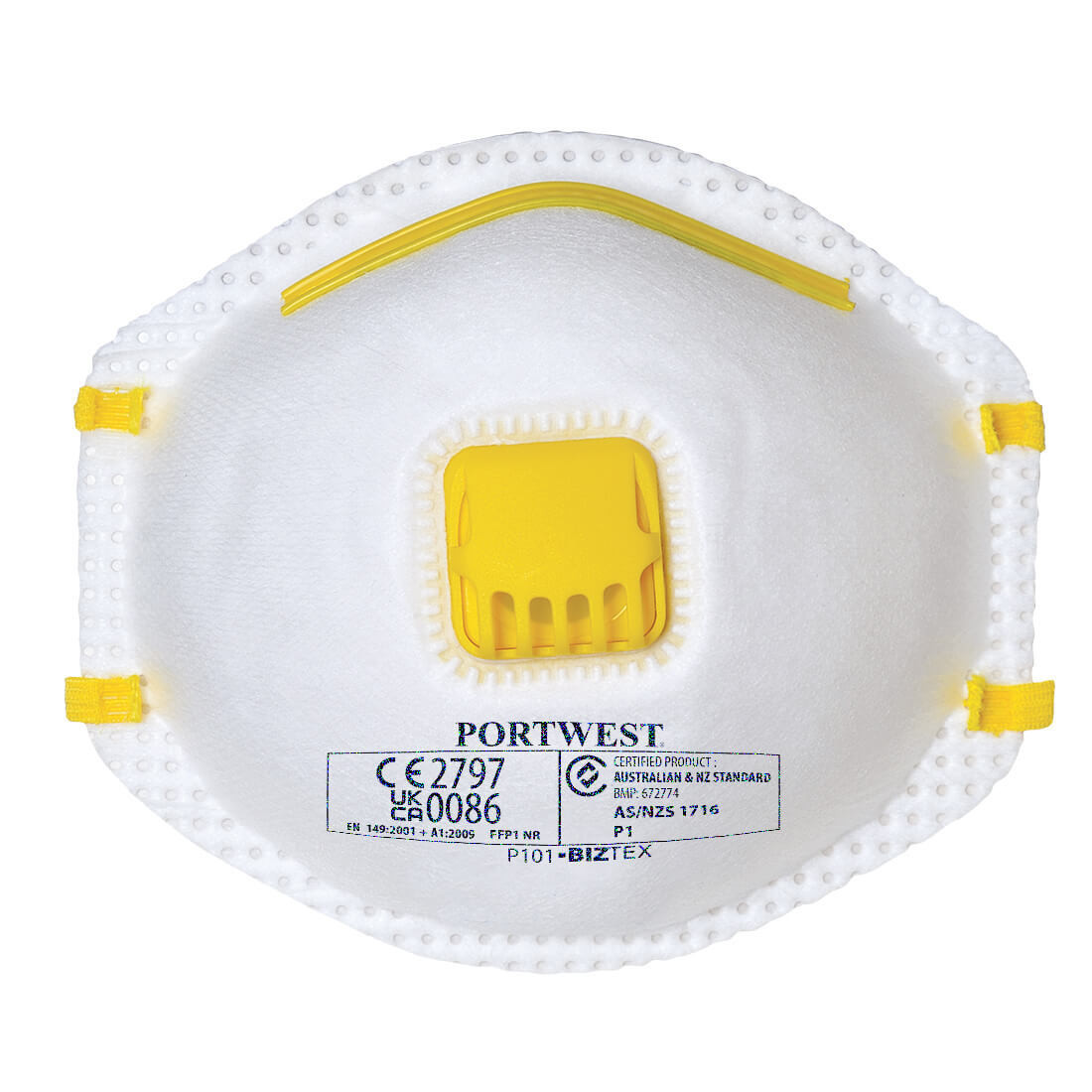Portwest FFP1 halve masker met ventiel - Wit