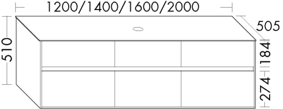 Burgbad Waschtischunterschrank rc40 Solid/Lack Matt Weiß Solid Matt/Steingrau Solid Matt SGBK200F4500A0381