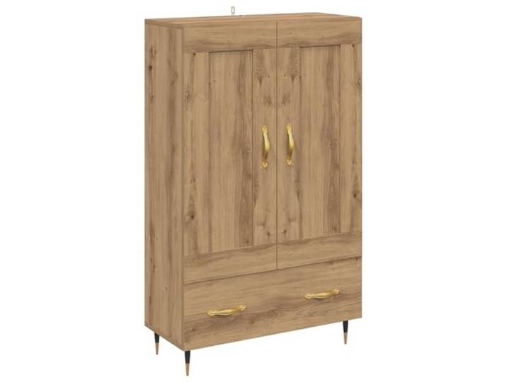 Highboard Artisan-Eiche 69,5 x 31 x 115 cm Holzwerkstoff Goldene Stangengriffe, schwarze Beine, Tür mit Scharnieren, Brett-Regale mit Fächern, Wandbefestigung