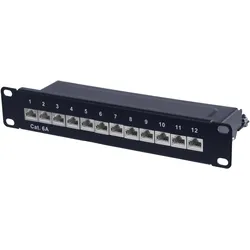 Red4Power CAT.6a Patchpanel R4-N106S, 12-fach, 10", schwarz, Server Zubehör, Schwarz