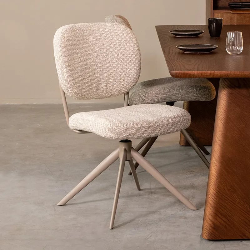 Label51 Eetkamerstoel Geneva - Taupe - Boucle - Metalen Frame - Naturel