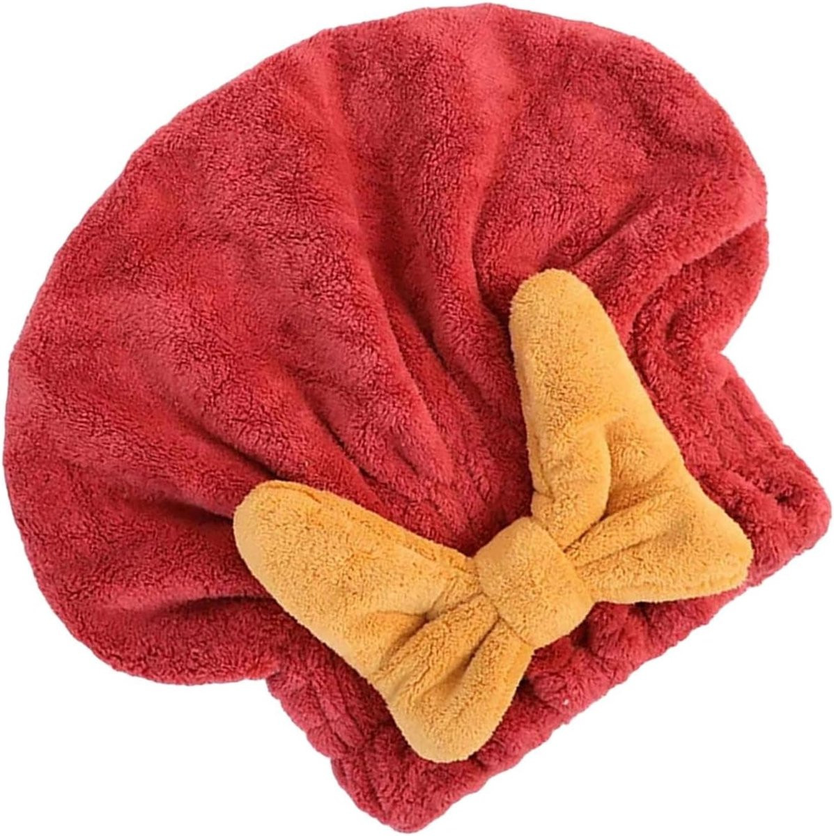 Haarhanddoek Wikkel Sneldrogende Hoofddoek van Zachte Koraal Fleece - Wijnrood - 27 x 26 cm