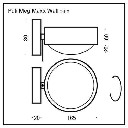 Top Light PUK MEG MAXX WALL + LED-Wandleuchte chrom matt 2-40801 4251349315058
