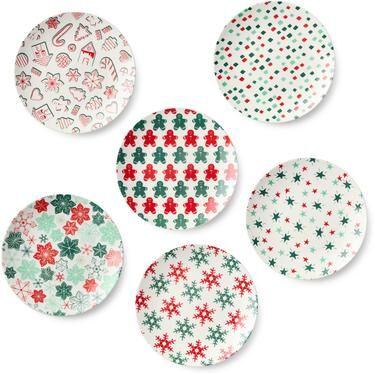 "Certified International Holiday Spruce Set of 6 Salad Plate - 8.5"" L x 8.5"" W x 1"" H"