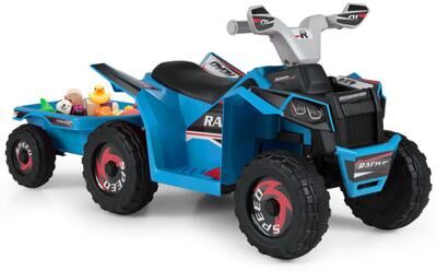 Costway 6V Kids Electric ATV Quad Car with Detachable Trailer-Navy