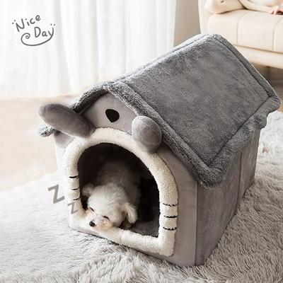 PetsAreLife Pet Products Winter Folding Houses, Puppy Baskets, Mattresses For Small And Medium Dogs, Winter Kennels long Gray Ears m